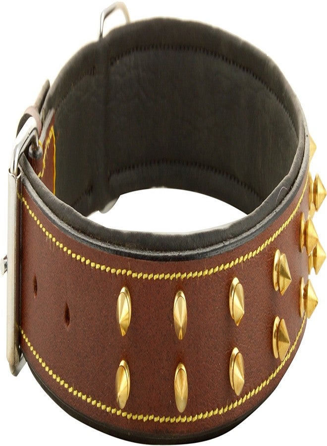 Skora Export Quality Genuine Brass Spiked Leather Dog Collar - 1.25Inch (ML) Dog Everyday Collar (Large, Black) - Image 4